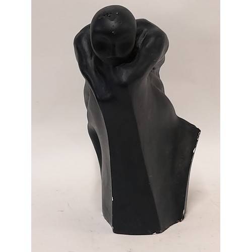 15 - Contemporary Plaster Figure finished in Black, 32cm high x 21cm wide