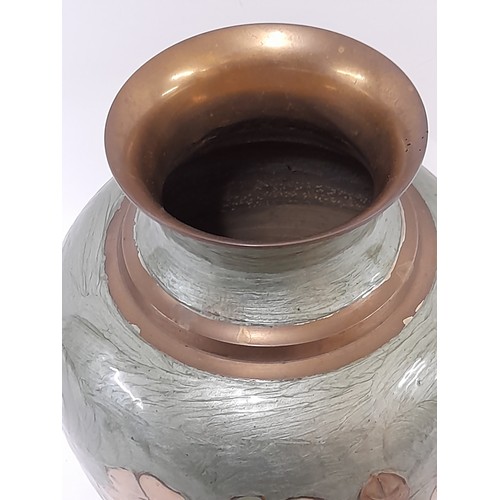 28 - Painted Brass Vase, 28cm high x 19cm wide