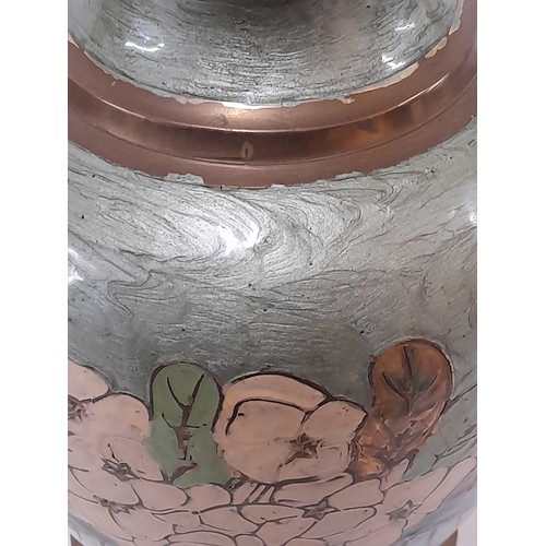 28 - Painted Brass Vase, 28cm high x 19cm wide