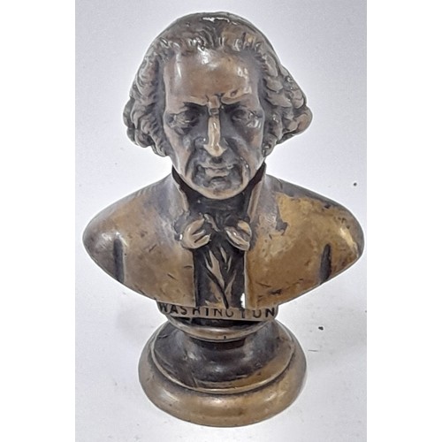 55 - Heavy Bronze Bust of George Washington, 10.5cm x 7cm