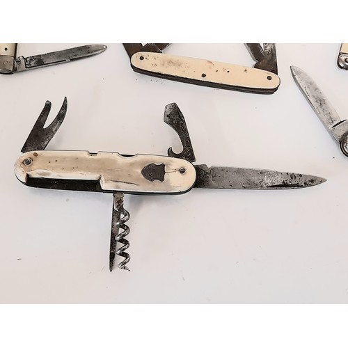 56 - 9 x Small Pen Knives and multi-blade knives to include Richards and  Rogers Sheffield