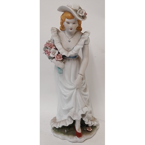 57 - Large Continental Ceramic Figurine of a young lady, 45cm high