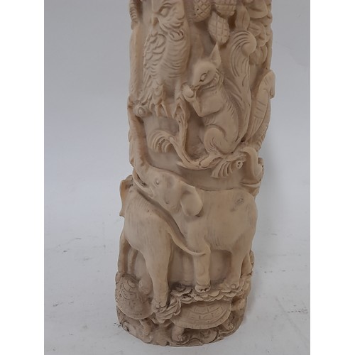 61 - Resin Replica of a Carved Tusk/Horn, 40cm high