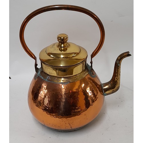 72 - Large Brass and Copper Kettle made in Belgium, 39cm high x 30cm wide