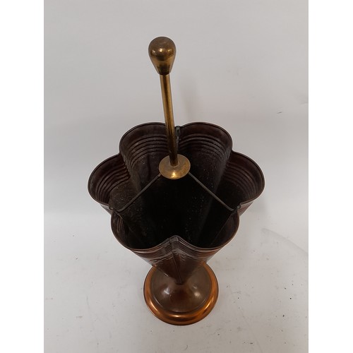 74 - Brass and Copper Umbrella stand in the form of an open umbrella, 46cm high