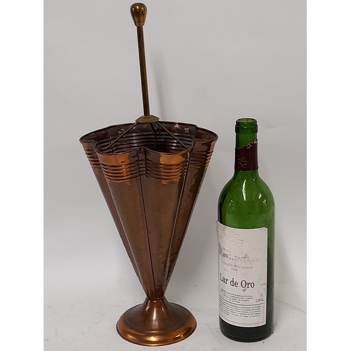 74 - Brass and Copper Umbrella stand in the form of an open umbrella, 46cm high