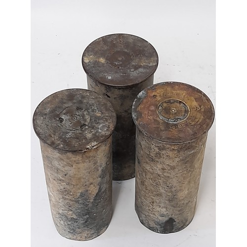 75 - 3 Brass Military Shell Cases, 19cm high