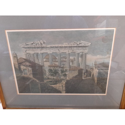 97 - 4 x Framed and Glazed Prints To Include The Parthenon Arch A Hadrian Etc, largest 60cm x 49cm