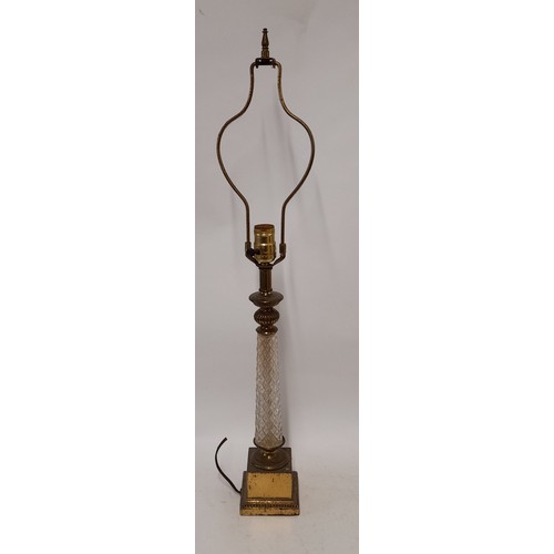 98 - Brass and Glass Table lamp. 78cm tall