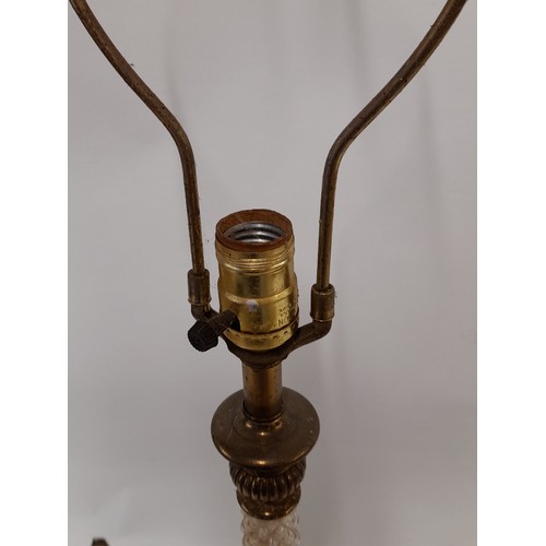 98 - Brass and Glass Table lamp. 78cm tall