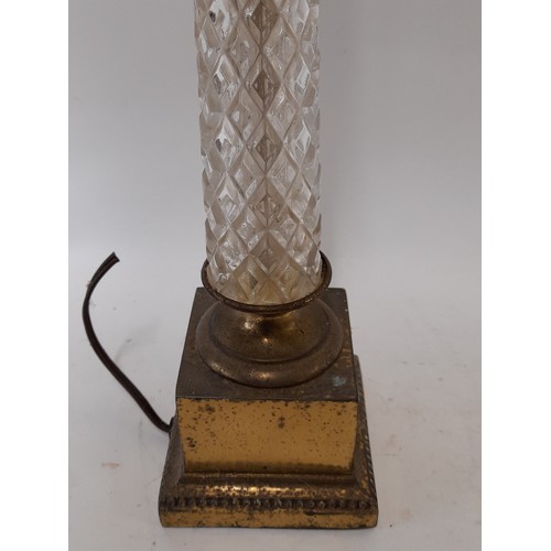 98 - Brass and Glass Table lamp. 78cm tall