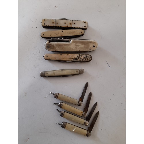 56 - 9 x Small Pen Knives and multi-blade knives to include Richards and  Rogers Sheffield