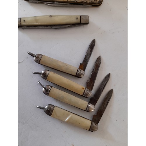 56 - 9 x Small Pen Knives and multi-blade knives to include Richards and  Rogers Sheffield