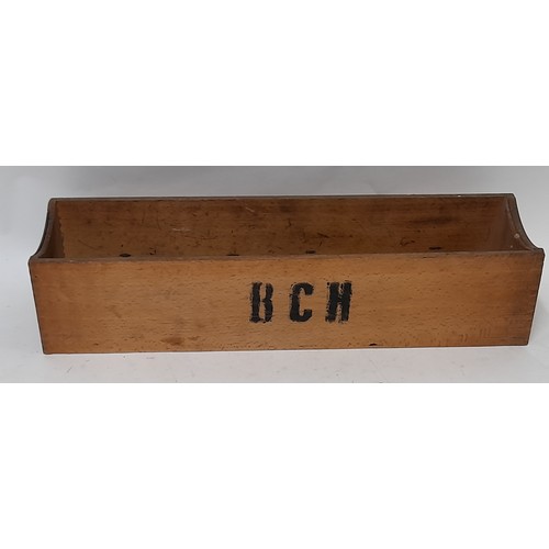 125 - 4 x Vintage Wooden drawer inserts with index label recess to front, 54cm x 13.5cm