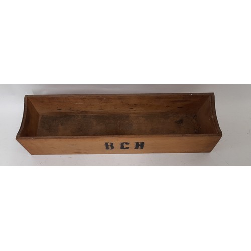 125 - 4 x Vintage Wooden drawer inserts with index label recess to front, 54cm x 13.5cm