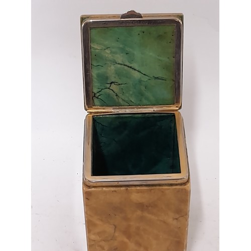 127 - Hand Carved in Italy Alabaster Box With Hinged Lid, 11cm x 7cm x 7cm