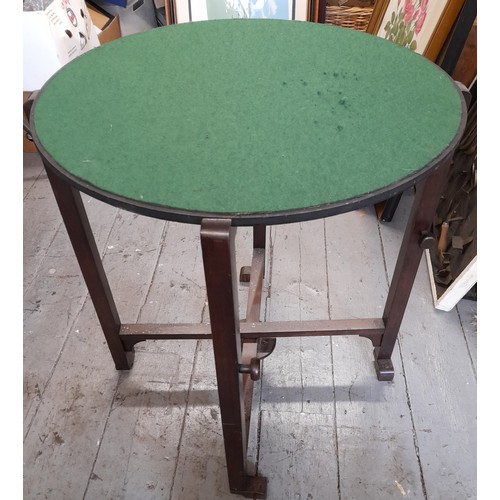 153 - Card Table with Round Top and folding legs for compact storage. top 60cm diameter stands 66cm high