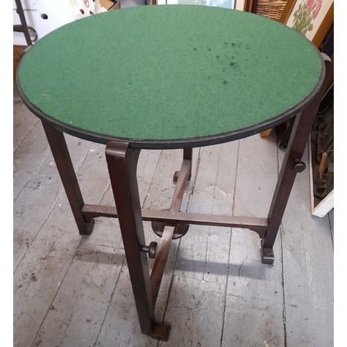 153 - Card Table with Round Top and folding legs for compact storage. top 60cm diameter stands 66cm high