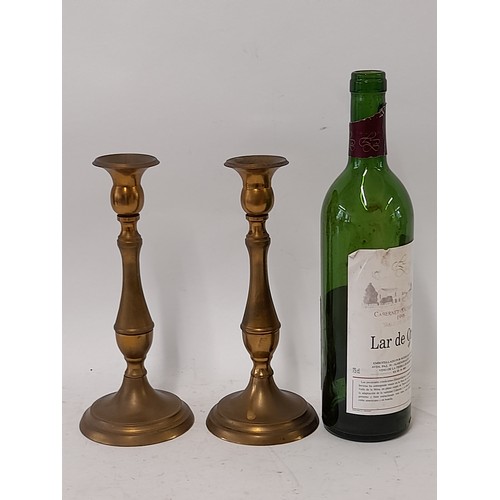 155 - Pair of Brass Candlesticks, 24cm high