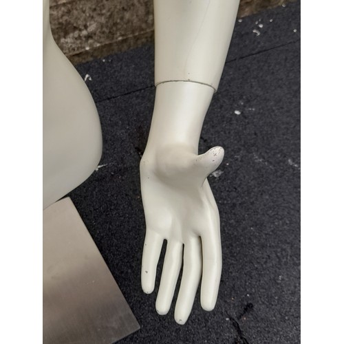 158 - Male mannequin Torso / Bust on Steel Stand, variable height to approximately 110cm high x 74cm wide