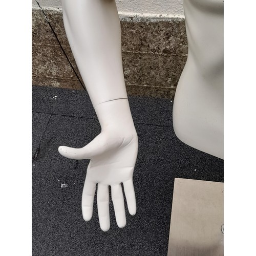 159 - Male mannequin Torso on Steel Stand, variable height to approximately 110cm high x 74cm wide