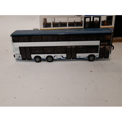 173 - 4 x Toy/collectors busses, bendy bus 38cm long