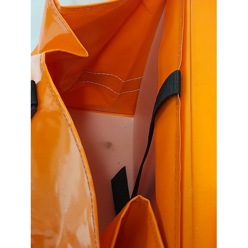 174 - HI VIZ Orange cycle Panniers with reflective strips, approximate size for each side is 40cm x 40cm