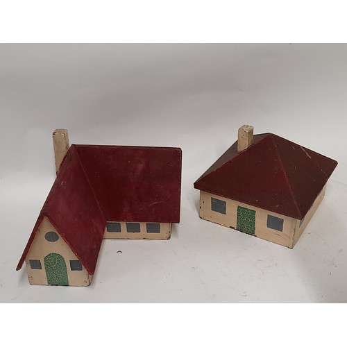 175 - Scratch Built wooden continental village buildings, Church 34cm high x 28cm long x 16cm wide.       ... 