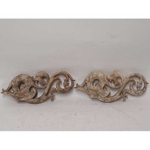 178 - A Pair of Carved Marble/Alabaster mythical beasts  Decoration 28cm long x 12cm wide