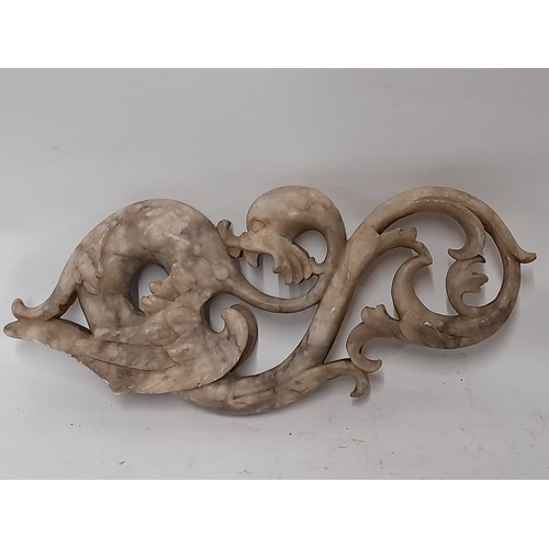 178 - A Pair of Carved Marble/Alabaster mythical beasts  Decoration 28cm long x 12cm wide