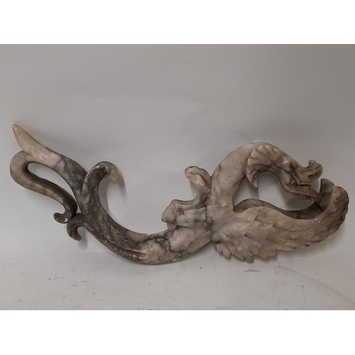 180 - Carved Marble/Alabaster Mythical Dragon,   33cm long x 12cm wide