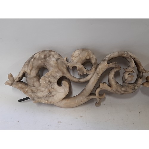 179 - Pair of Carved Marble/Alabaster Mythical Beast,  28cm long x 12cm wide