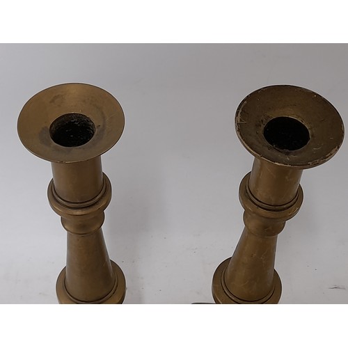 216 - Pair of Brass Candlesticks 26cm high