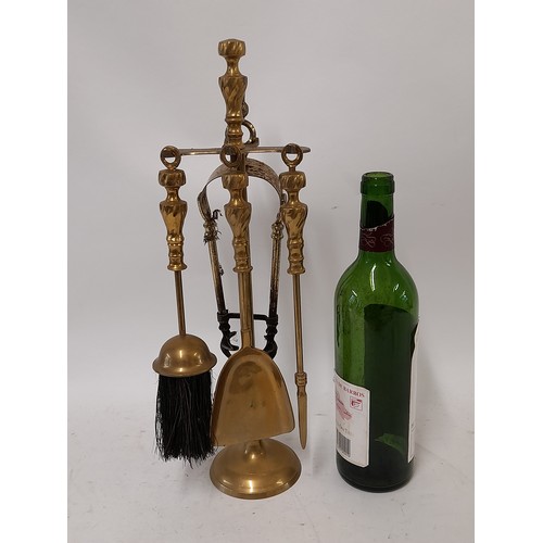 218 - Brass Companion Set, 42cm high