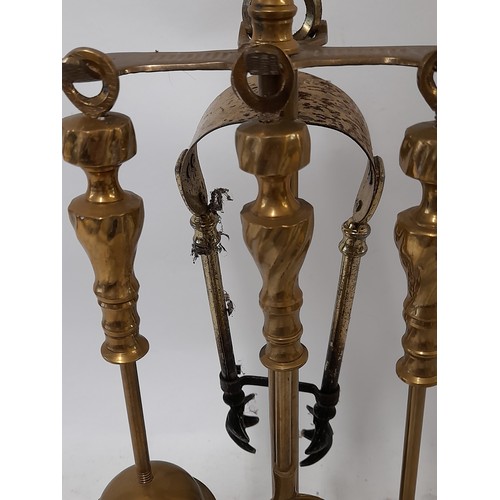 218 - Brass Companion Set, 42cm high