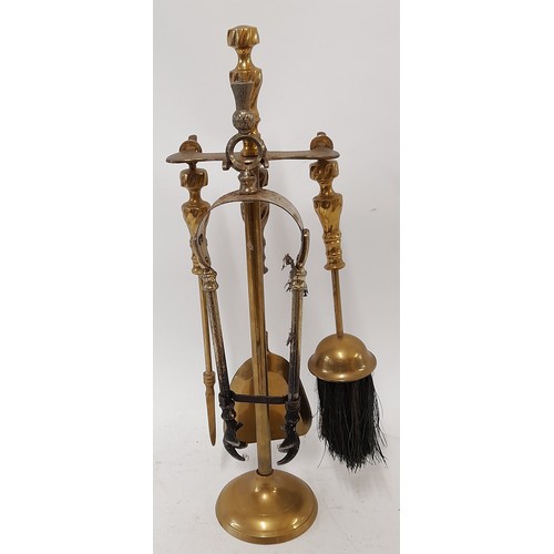 218 - Brass Companion Set, 42cm high