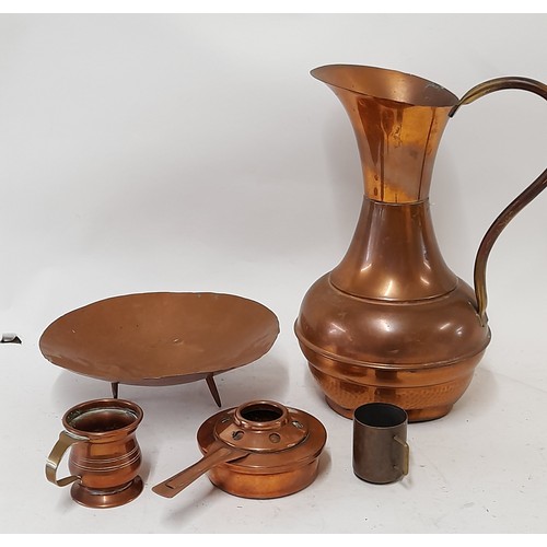 219 - 5 x Copper items to include a copper Jug 27cm high