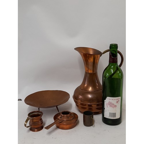 219 - 5 x Copper items to include a copper Jug 27cm high