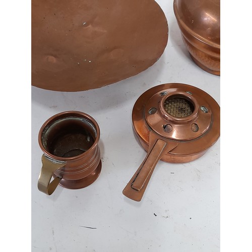 219 - 5 x Copper items to include a copper Jug 27cm high