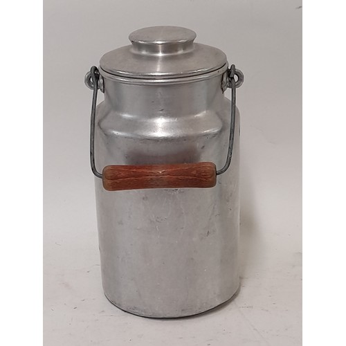 136 - Small Alloy Milk Churn with Lid and swing Handle, 23cm high