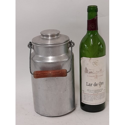 136 - Small Alloy Milk Churn with Lid and swing Handle, 23cm high