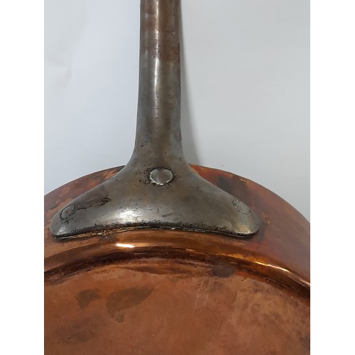 147 - Antique  Copper Pan with Iron Forged Handle, 26 cm x 7cm deep