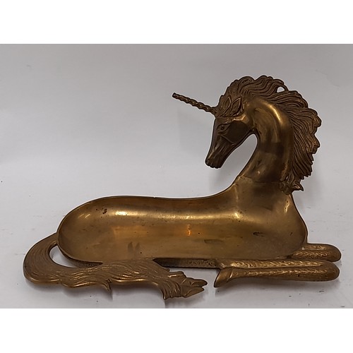 62 - Brass Unicorn Trinket Tray, 28cm long x 14cm high x 13cm deep