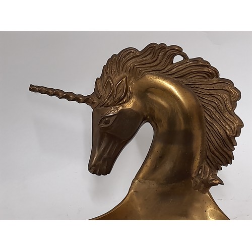 62 - Brass Unicorn Trinket Tray, 28cm long x 14cm high x 13cm deep