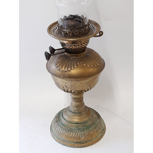 80 - Brass Oil Lamp, 53cm high