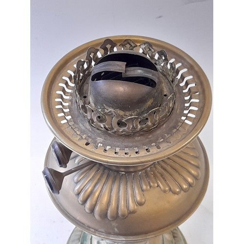 80 - Brass Oil Lamp, 53cm high