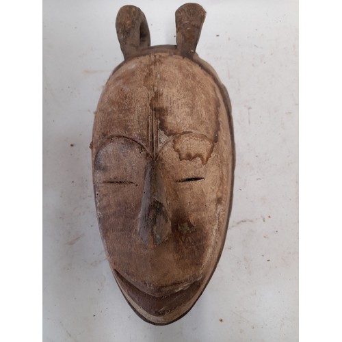 566 - Tribal Hand carved Face Mask, 35cm x 16cm