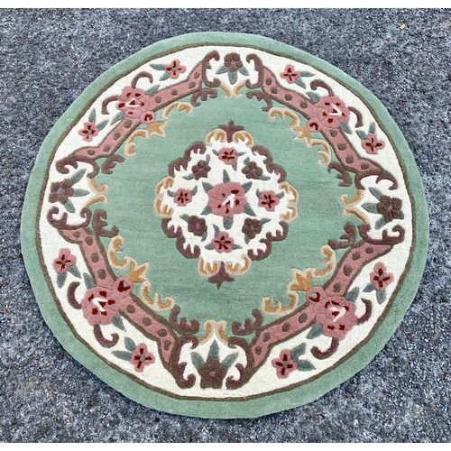 757 - Brand New Dynasty Wool Circle Rug in Light Green Colour. 120cm Diameter