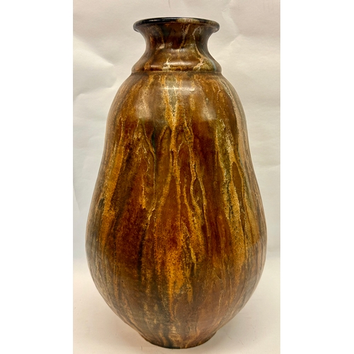 5A - Large Decorative Roger Guerin Studio Pottery Vase Signed. 23cm x 41cm.