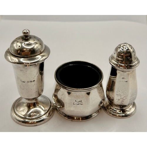 6A - Two Silver Hallmarked Pepper Shakers  Along With A Silver Hallmarked Salt Cellar. Largest 7.5cm x 3.... 